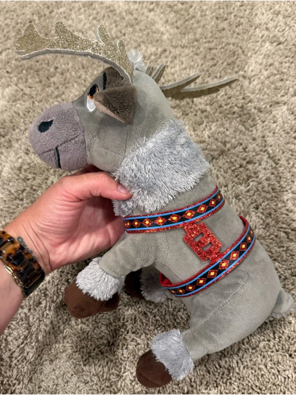 Disney Frozen Sven Plush Reindeer 11” Stuffed Animal Glitter Antlers